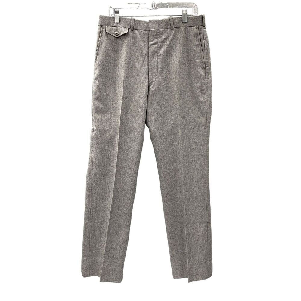 Christopher Hayes Wool Dress Pants Mens 34 x 31 Gray Flat Front Vintage